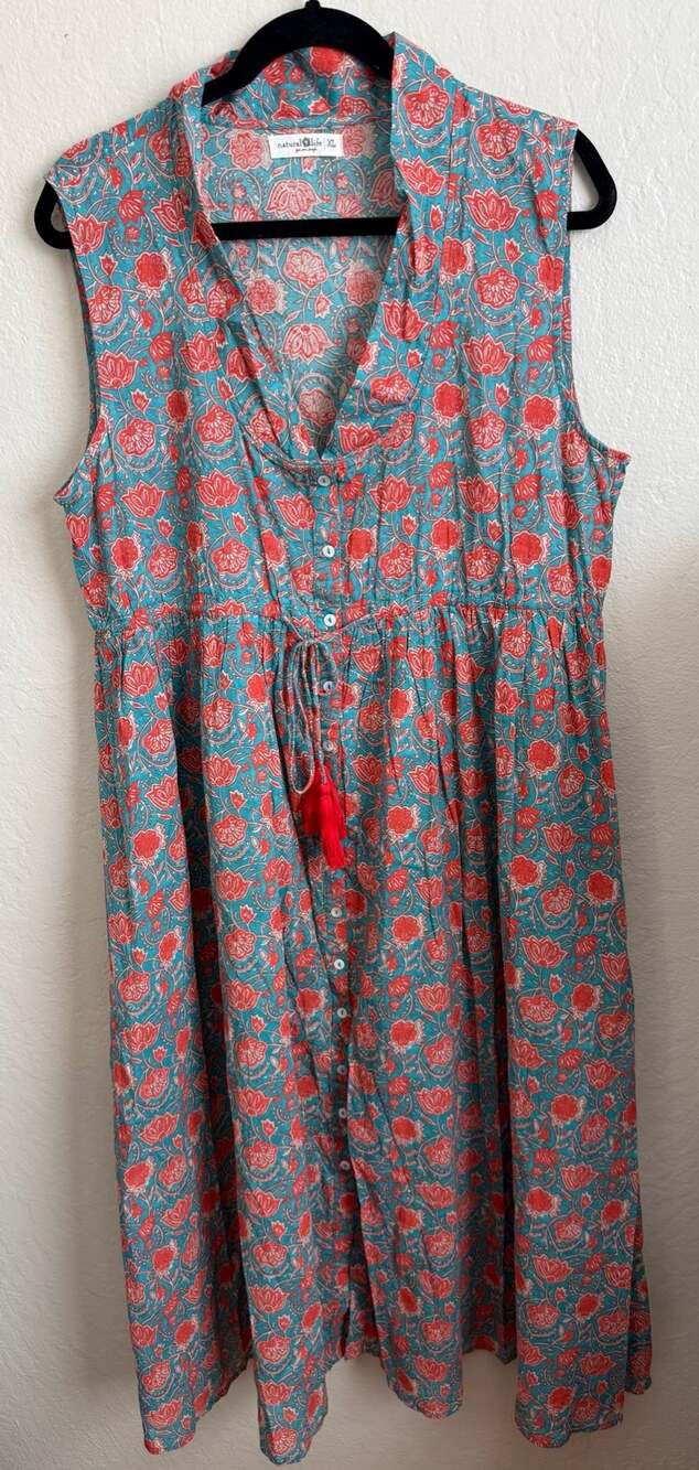 NATURAL LIFE floral long dress sizeXL bohemian paisley empire waist